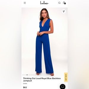 Lulu's Royal Blue Backless Jumpsuit